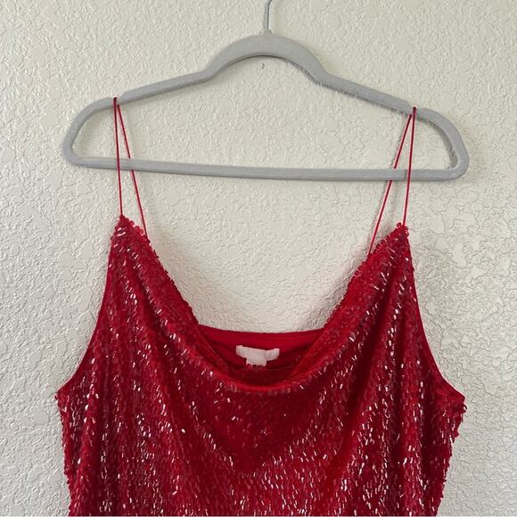H&M Red Sequined Holiday Slip Dress Size XL NWT - Picture 4 of 8